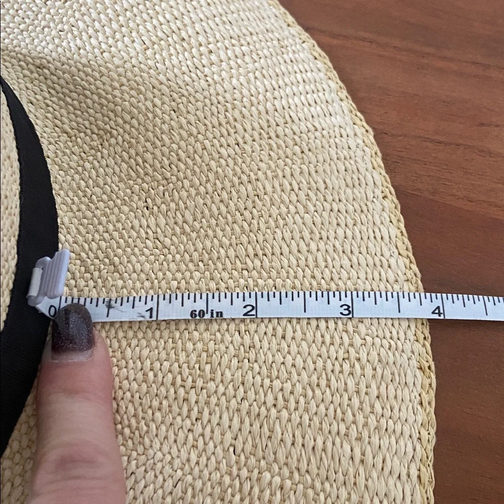 GAP straw woven hat rattan sun hat natural black ribbon band spring summer S/M